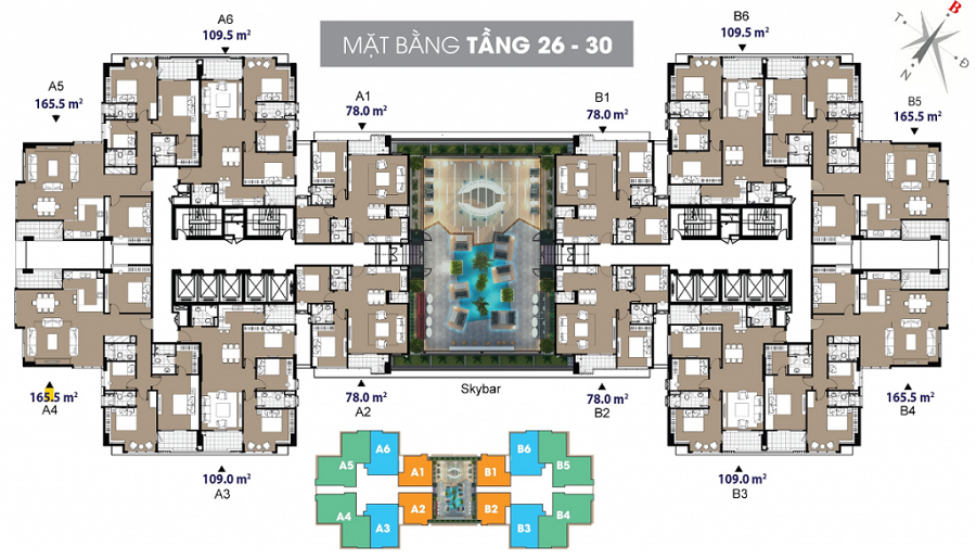 Mặt bằng điển hình tầng 26 - 30