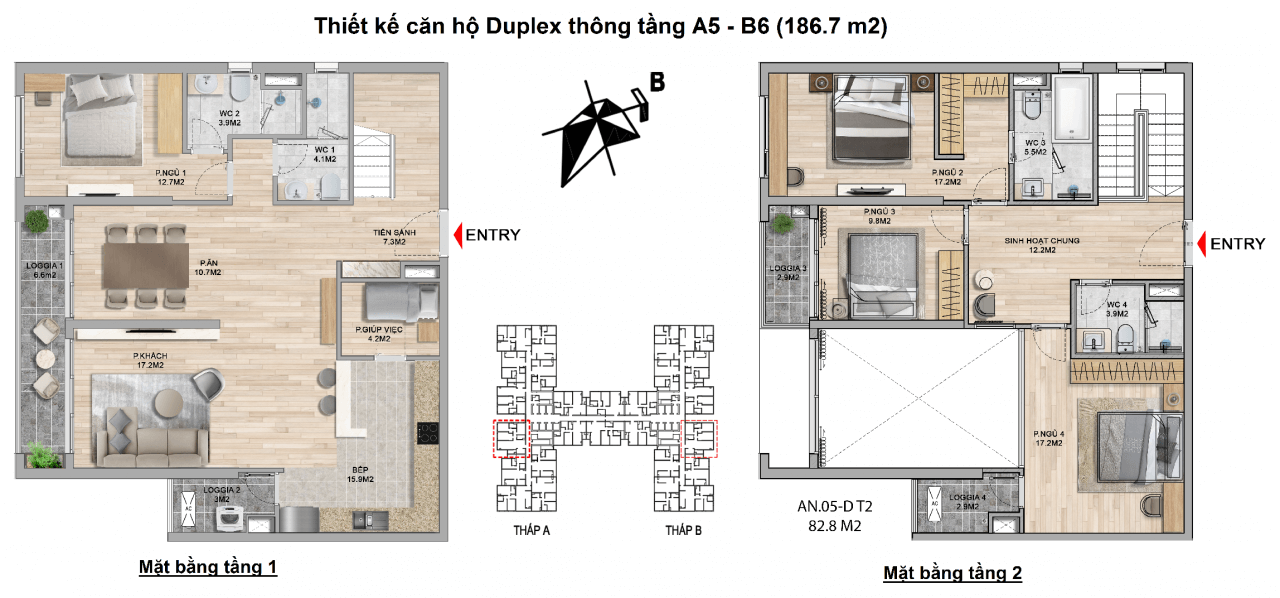 Căn hộ Duplex 186,7m2 - Chung cư The Zei Mỹ Đình