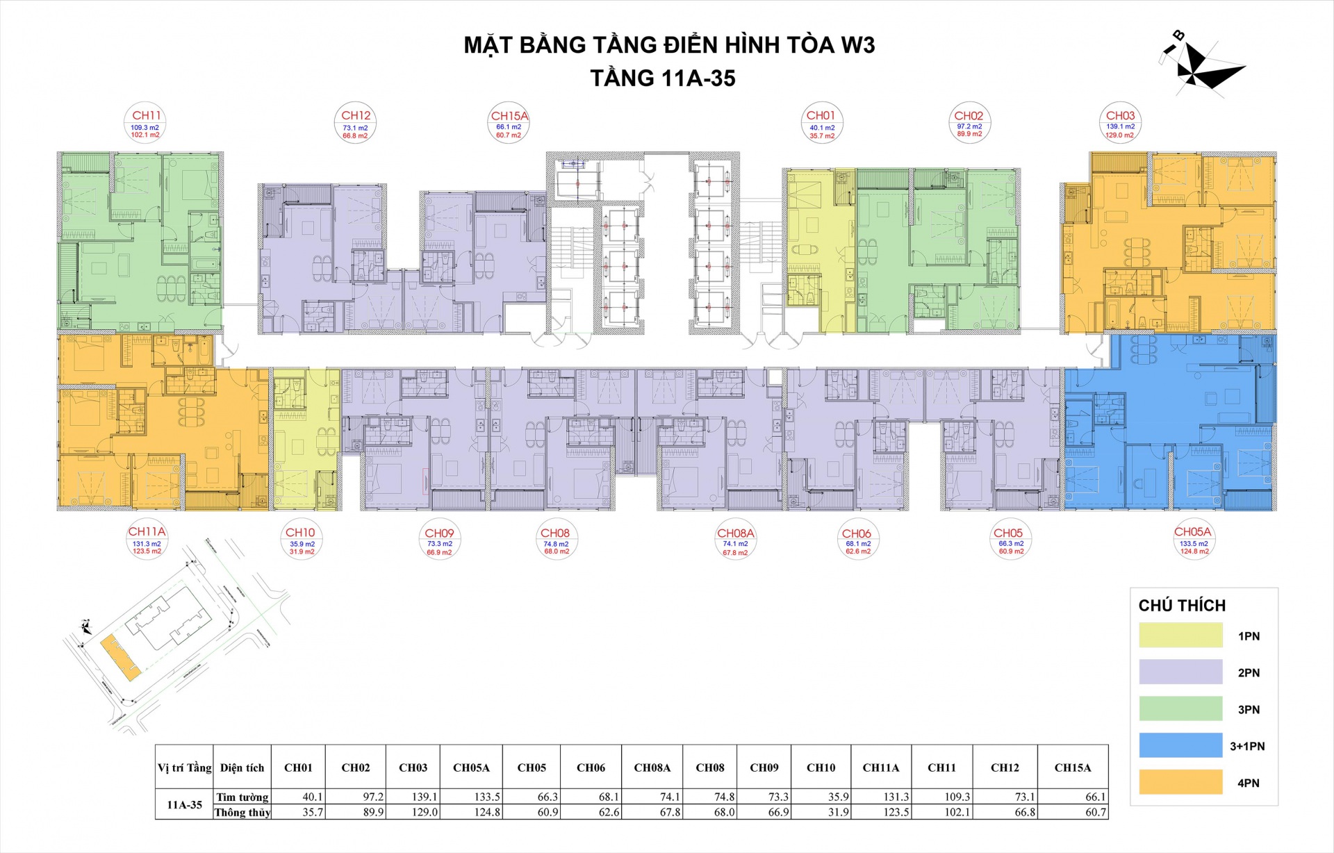 Mặt bằng thiết kế căn hộ tòa W3 - Chung cư Vinhomes West Point